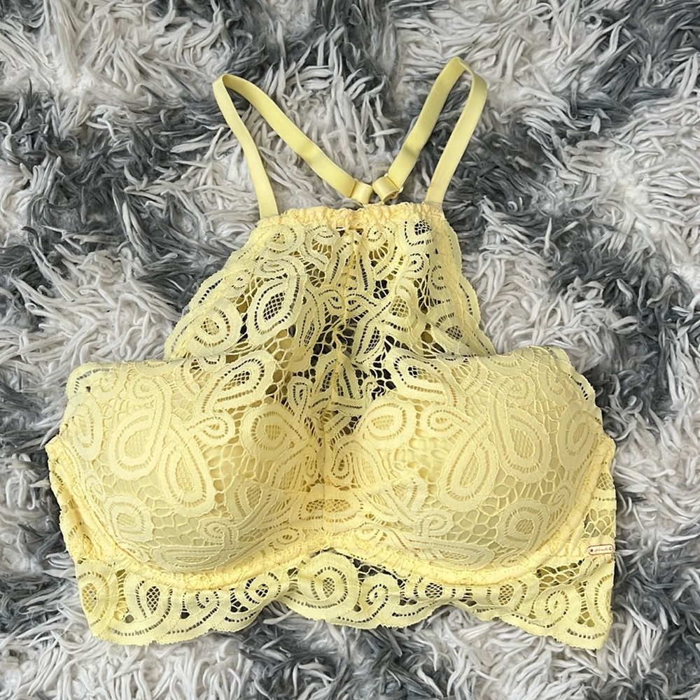 Push up lace halter racer back bra. Like new